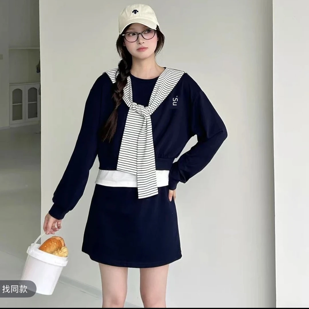 3509#2025秋季新款披肩卫衣套装女韩系穿搭休闲宽松减龄两件套