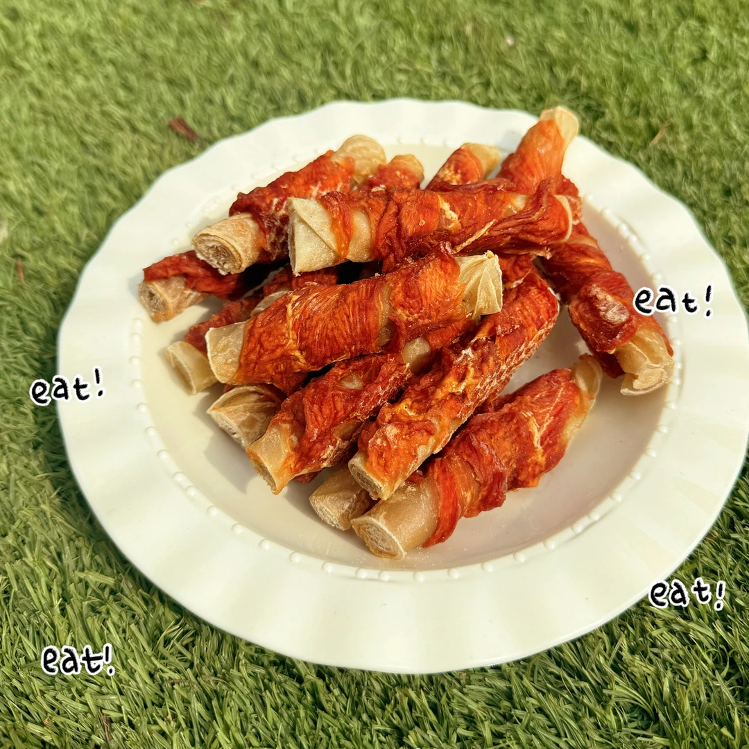[满50包邮]宠物磨牙鸭肉绕粗原味牛皮卷3支 磨牙耐磨