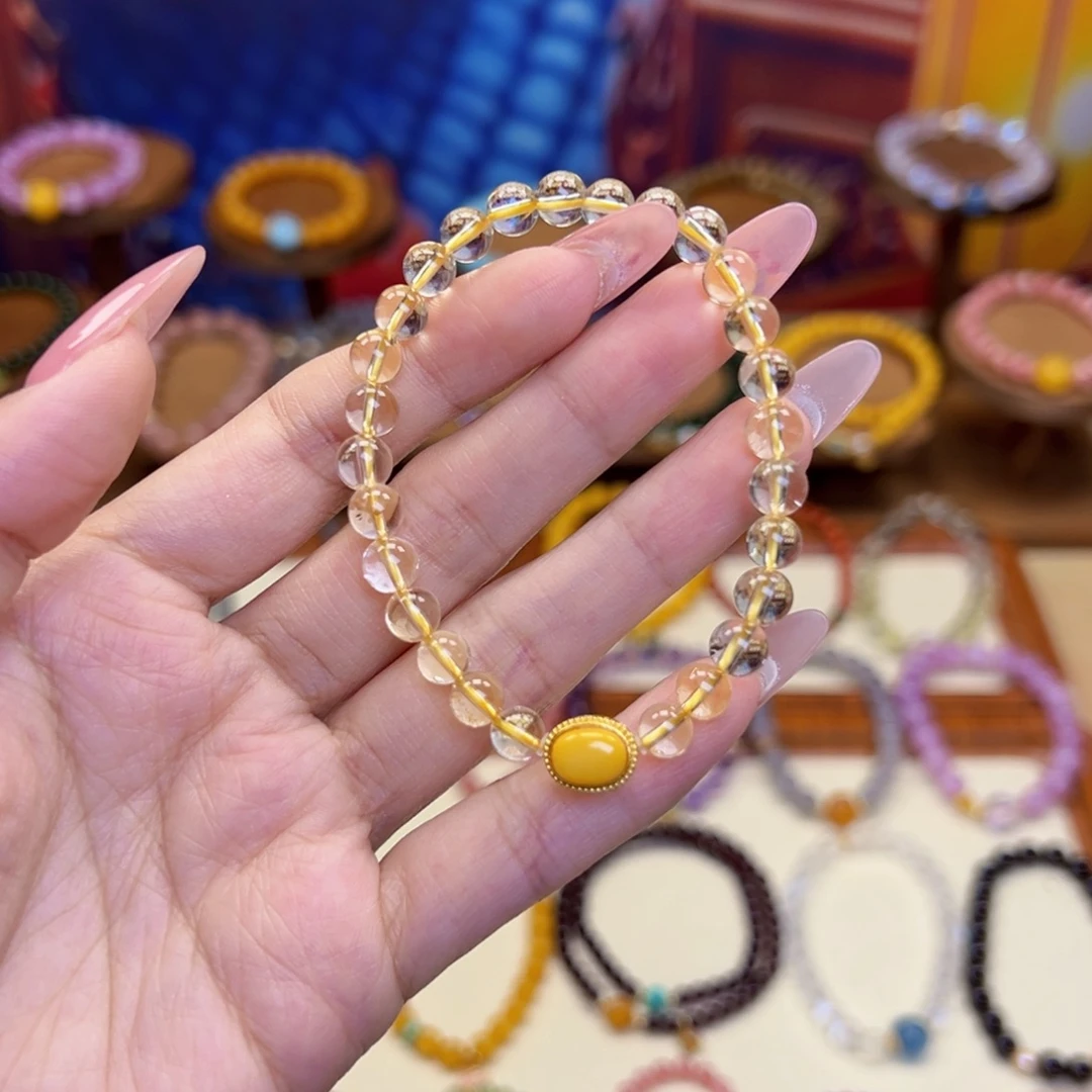 手链水晶银S925镶嵌黄水晶