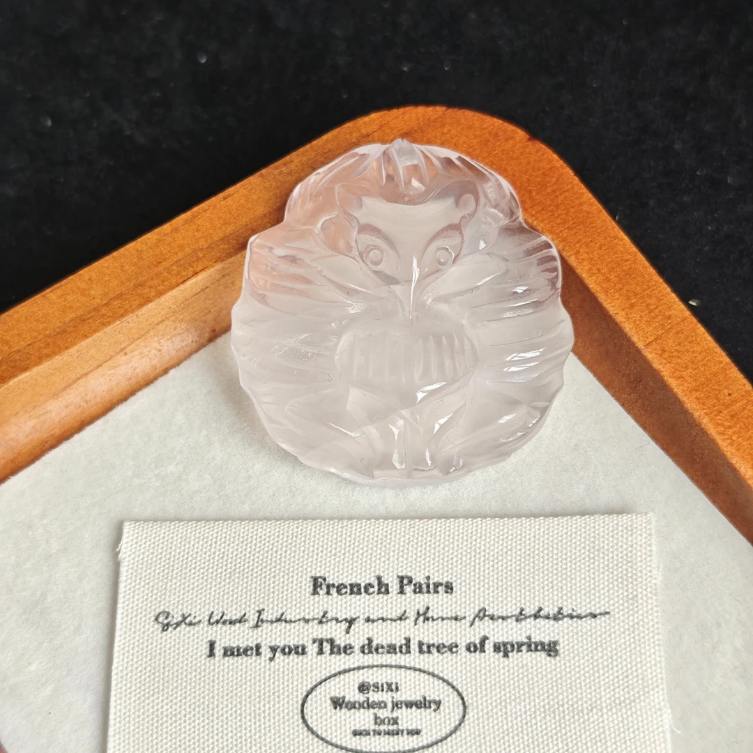 天然粉水晶九尾狐牌牛鼻孔配件DIY手链项链精致百搭简约清新饰品