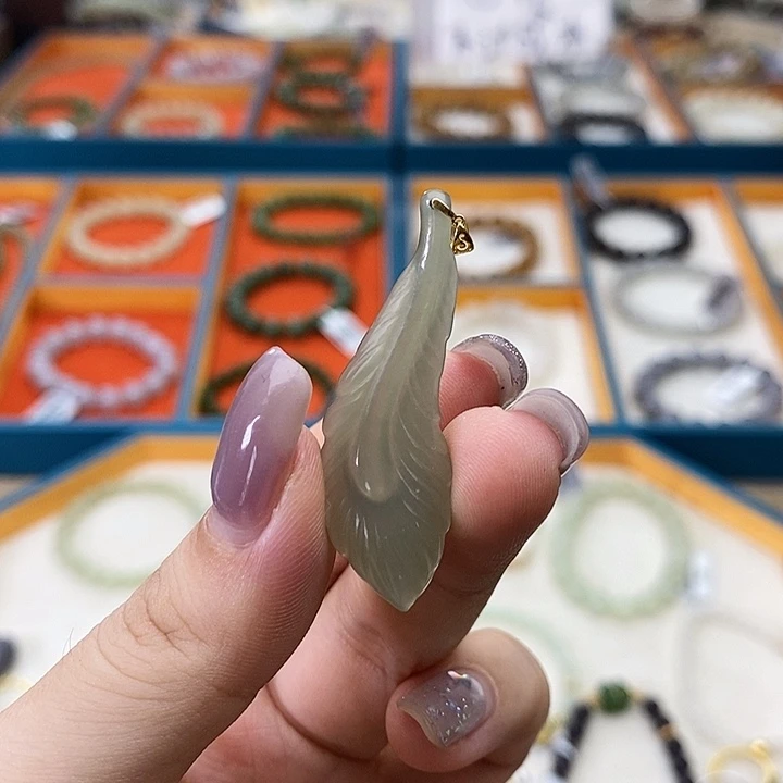 和田玉未镶嵌手链w20晴水羽毛