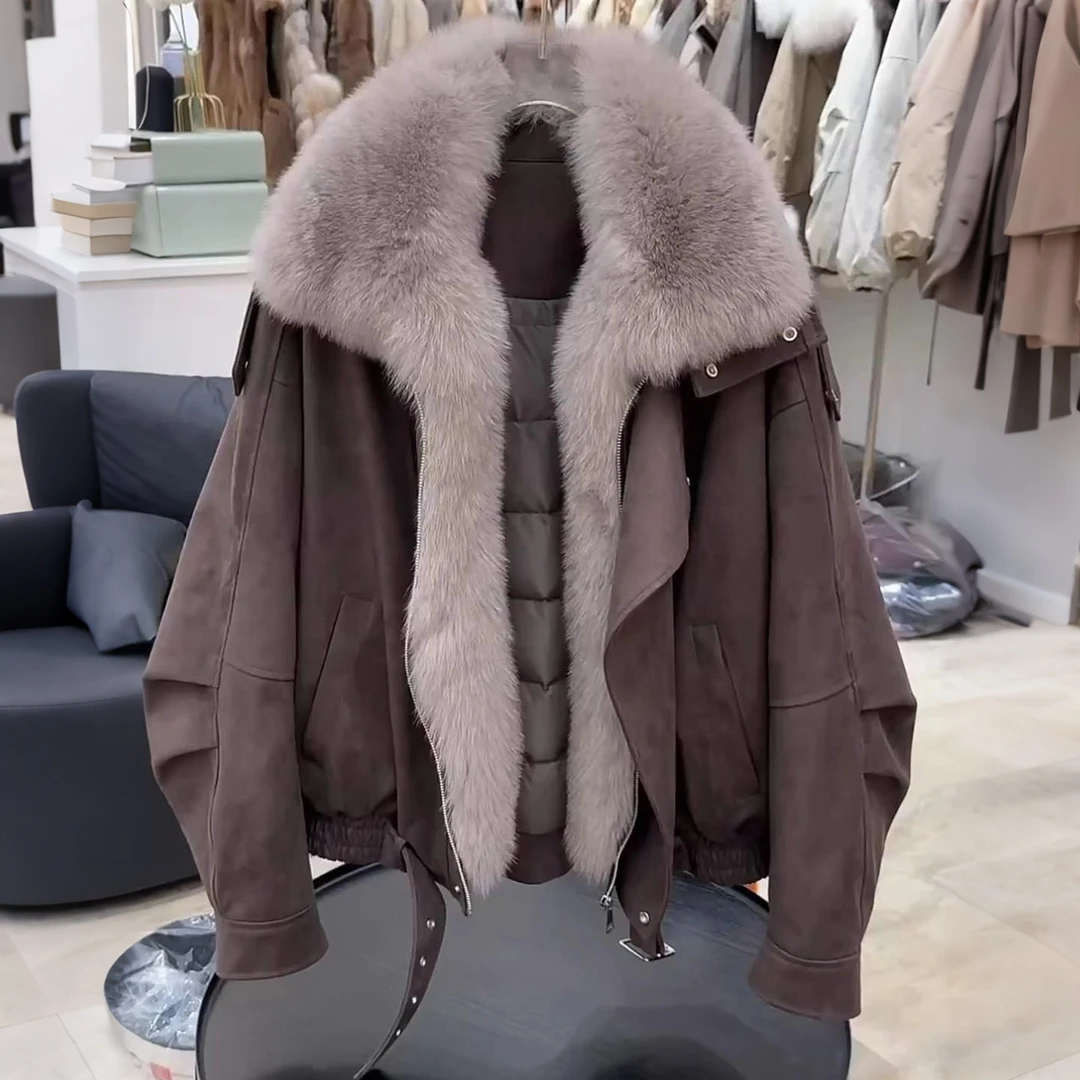 2025新款大毛领工装派克服棉服女冬季设计感夹克加厚保暖棉衣外套