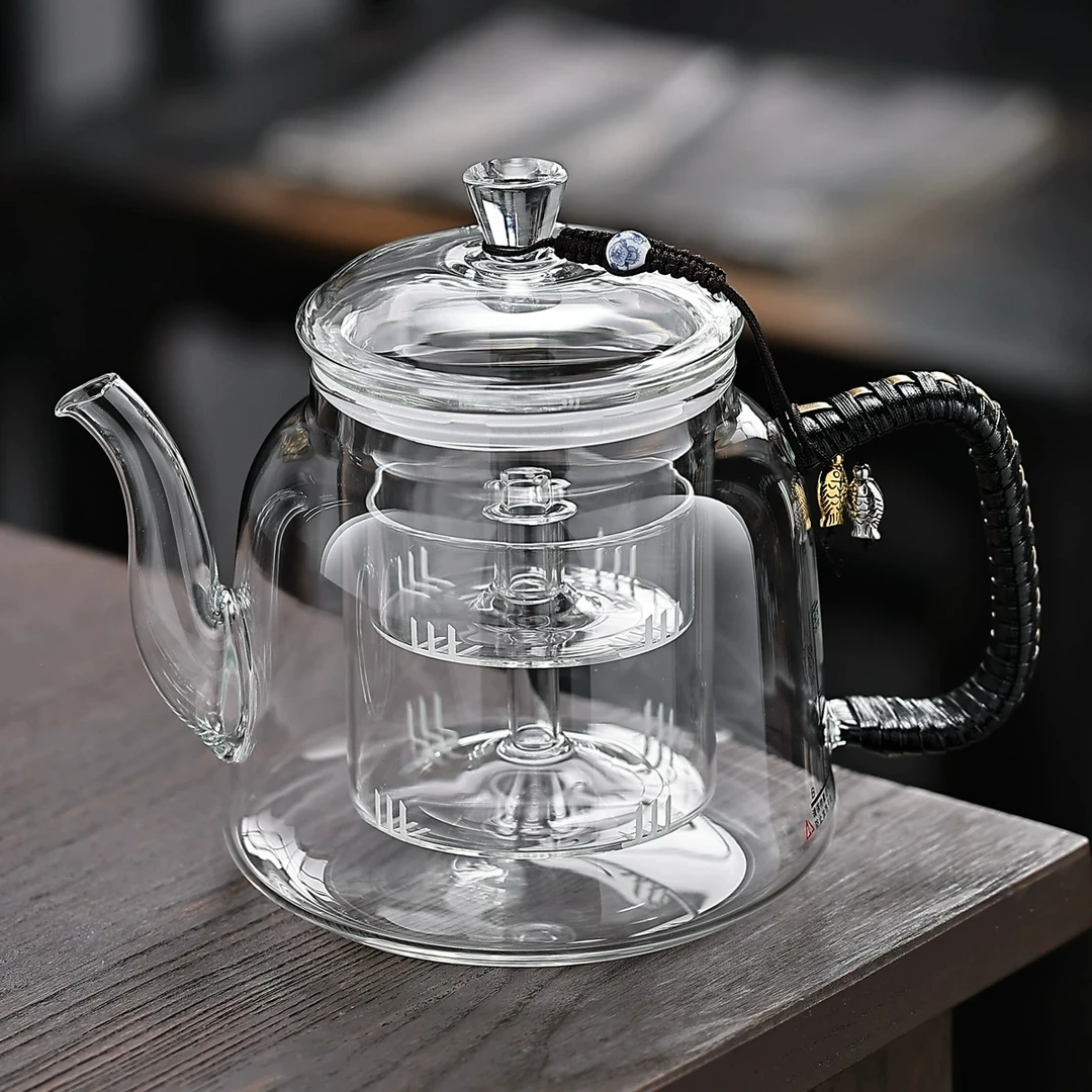 纯玻璃烧水壶电陶炉专用煮水泡茶壶加厚全玻璃养生壶高硼硅花茶壶