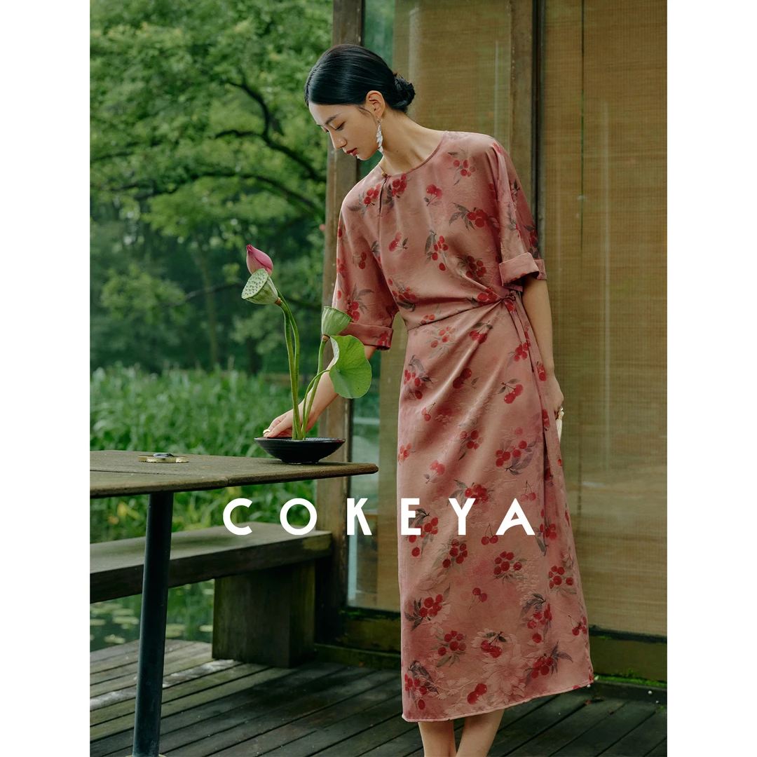 COKEYA/东方美人~梦江南6A级花罗真丝中式连身袖女装禅意仙气飘飘