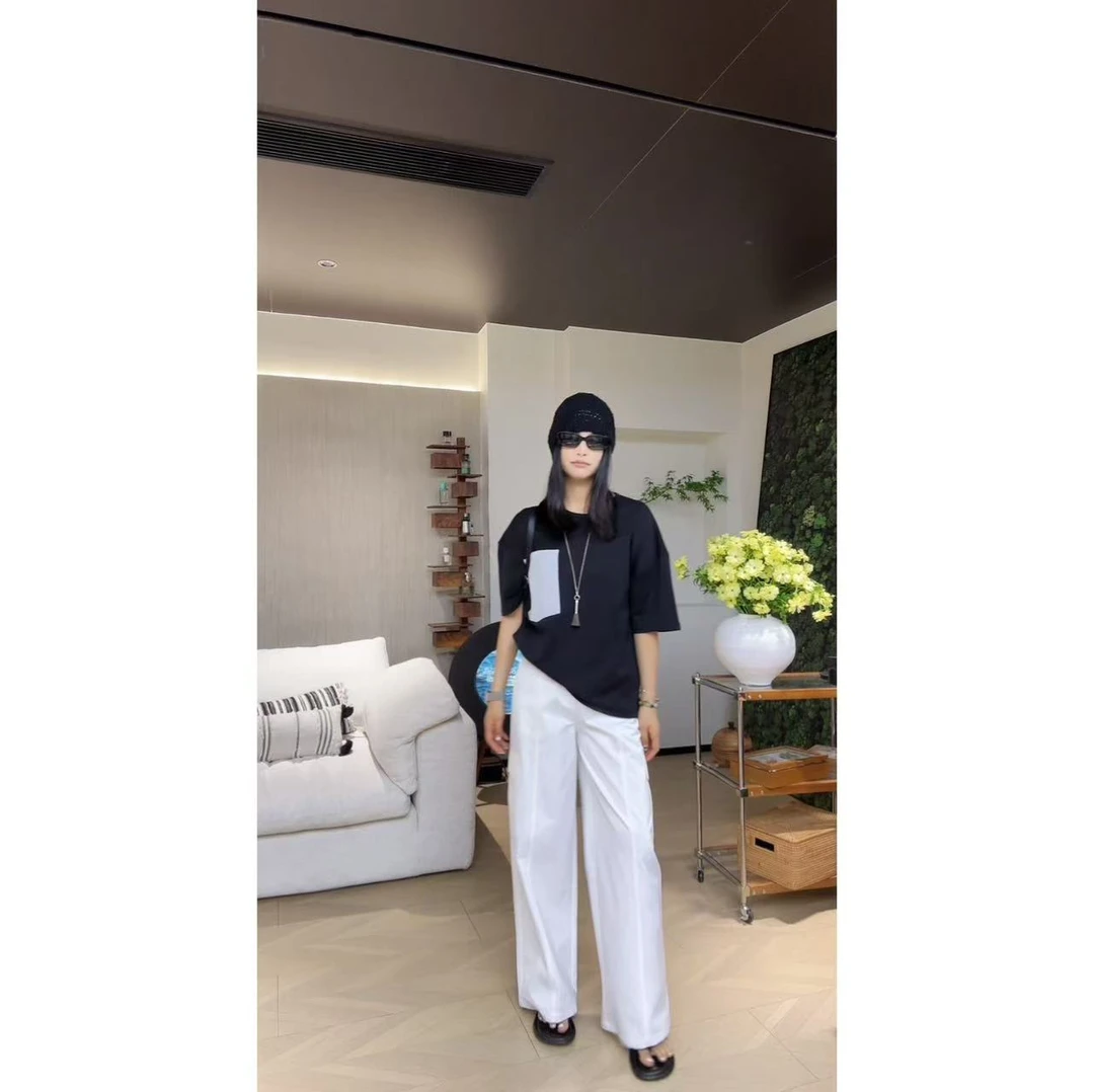 木岸 【文艺口袋T】MUAN定制宽松短袖百搭简约上衣口袋女DG3-8013