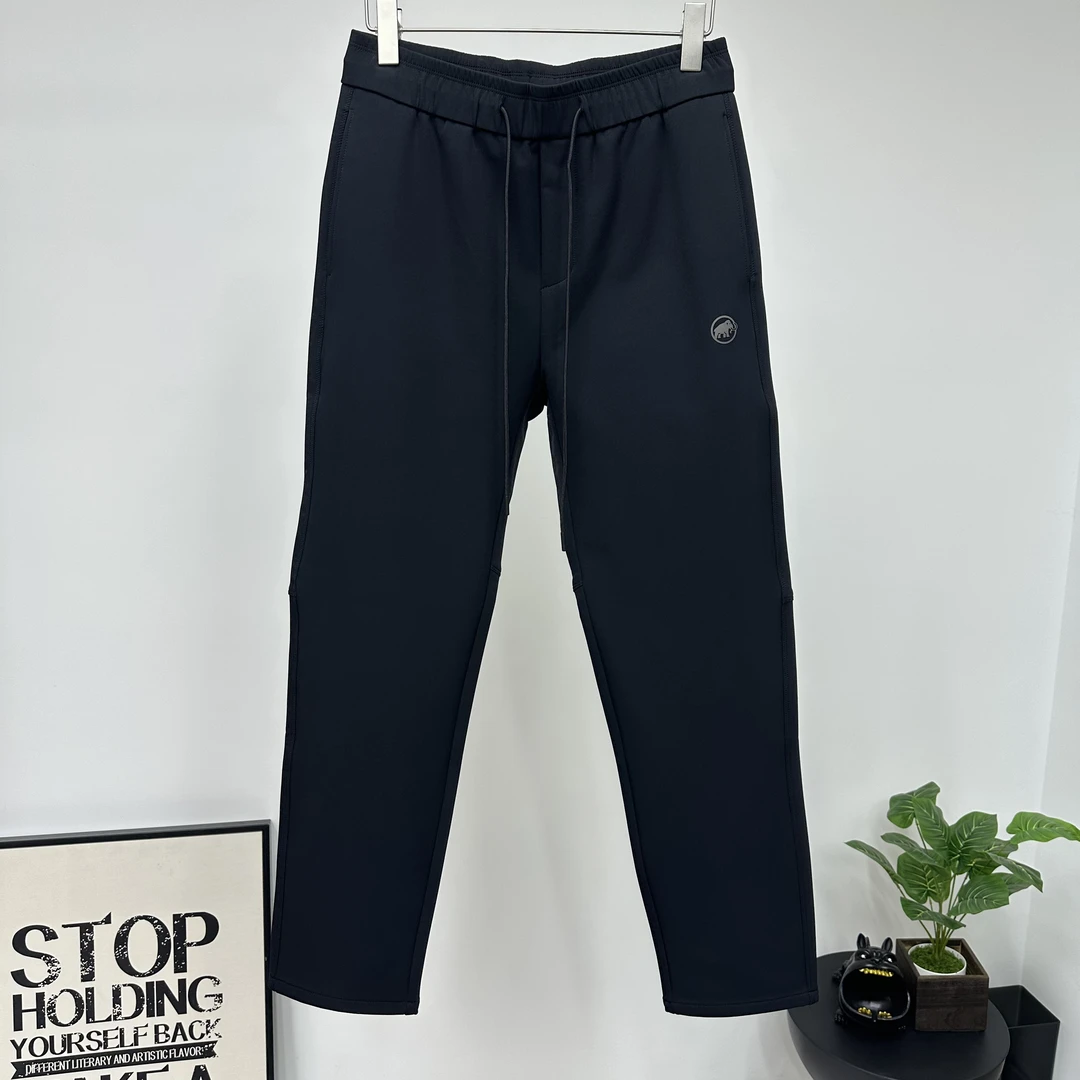 8126防风保暖男士休闲裤冬季时尚黑色百搭舒适弹力系带软壳长裤男