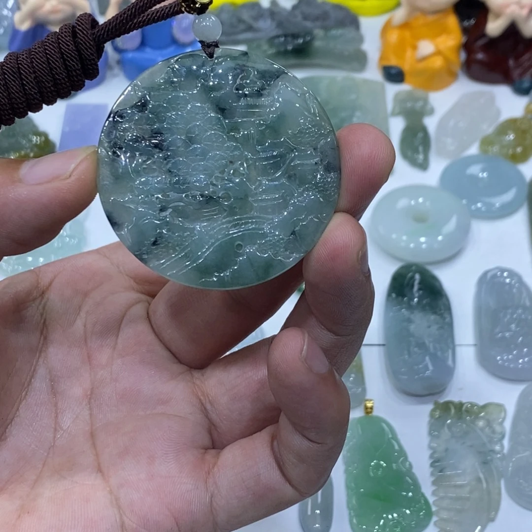 翡翠未镶嵌吊坠(不含链)山水