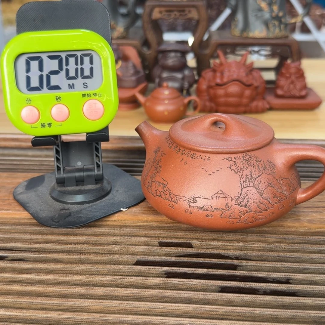 立***远茶壶紫砂黄龙山原矿红降坡