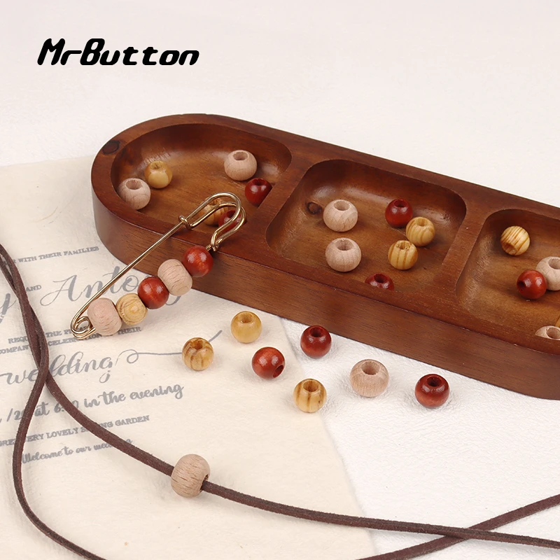 MR BUTTON 复古木质圆珠纽扣diy手工挂件复古鞋子连衣裙装饰扣子