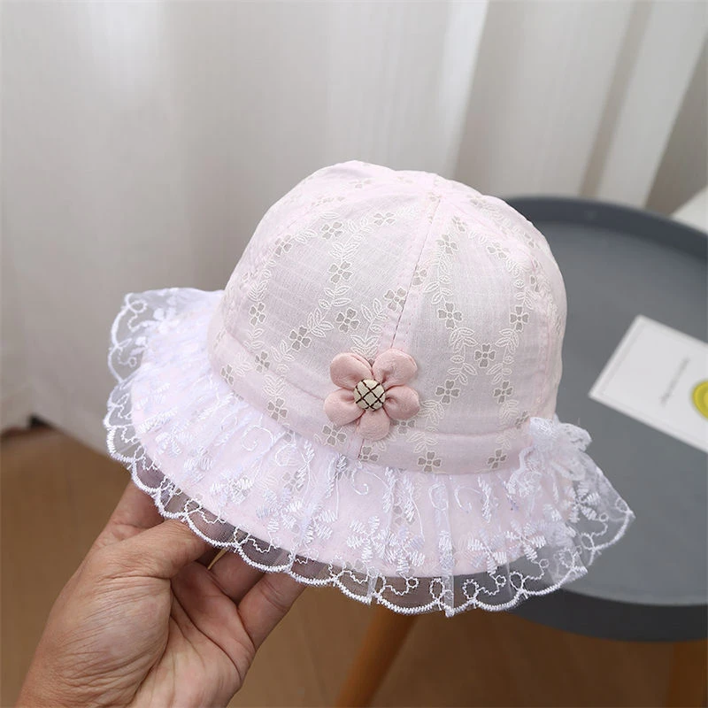女宝宝春秋季薄款渔夫帽韩版小月龄公主风超萌网纱出游洋气盆帽子