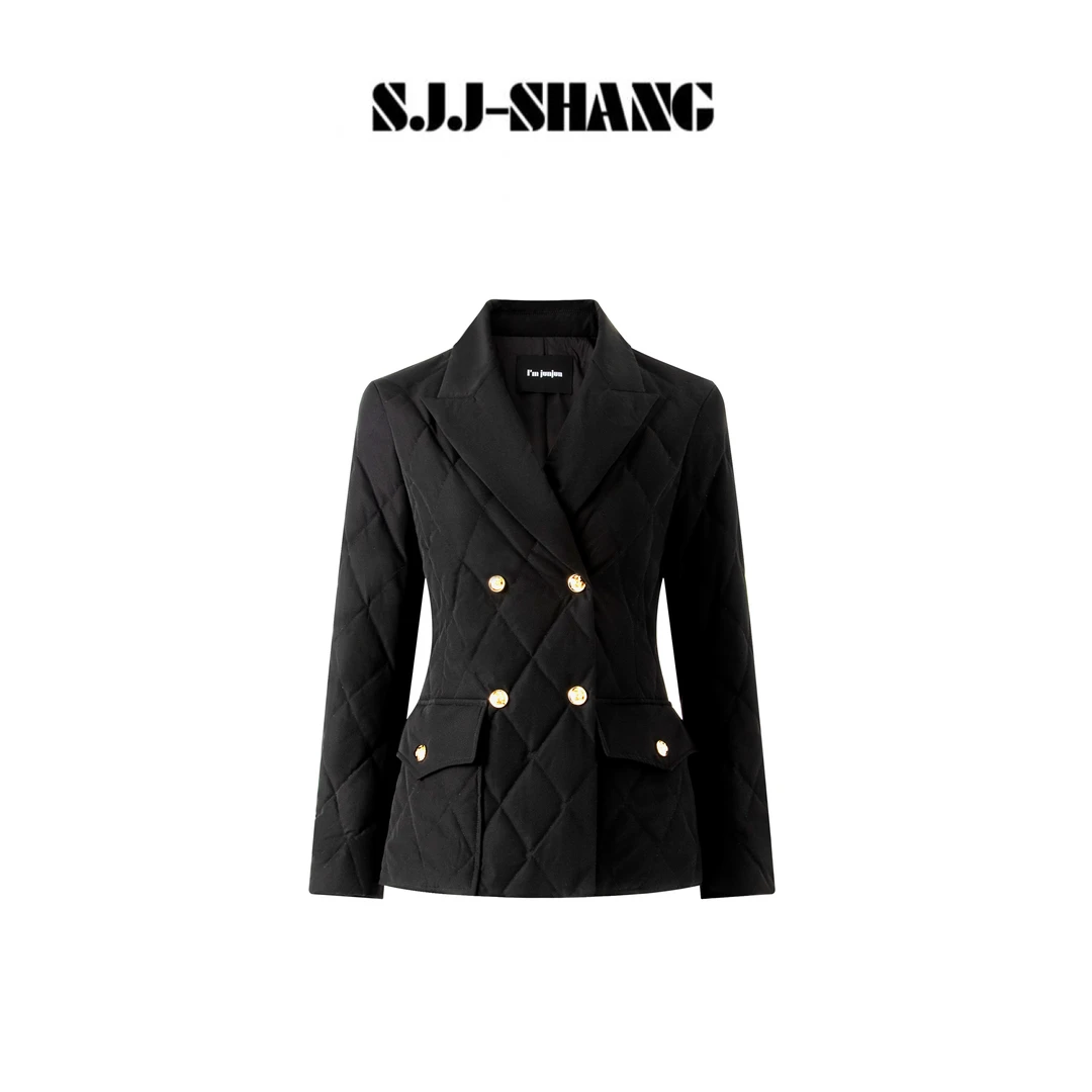 SJJ-SHANG【金巧】经典菱形格匈牙利90鹅绒羽绒服q136170p