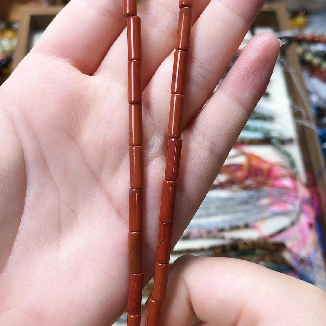 玛瑙/玉髓未镶嵌珠宝半成品红石卡4圆柱一条