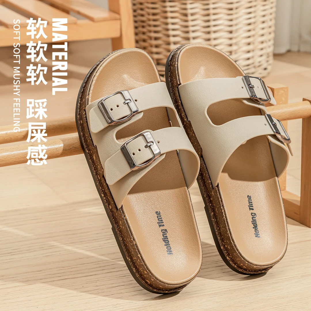 凉拖鞋女款夏季外穿2025年新款懒人一脚蹬平底一字拖沙滩鞋凉鞋