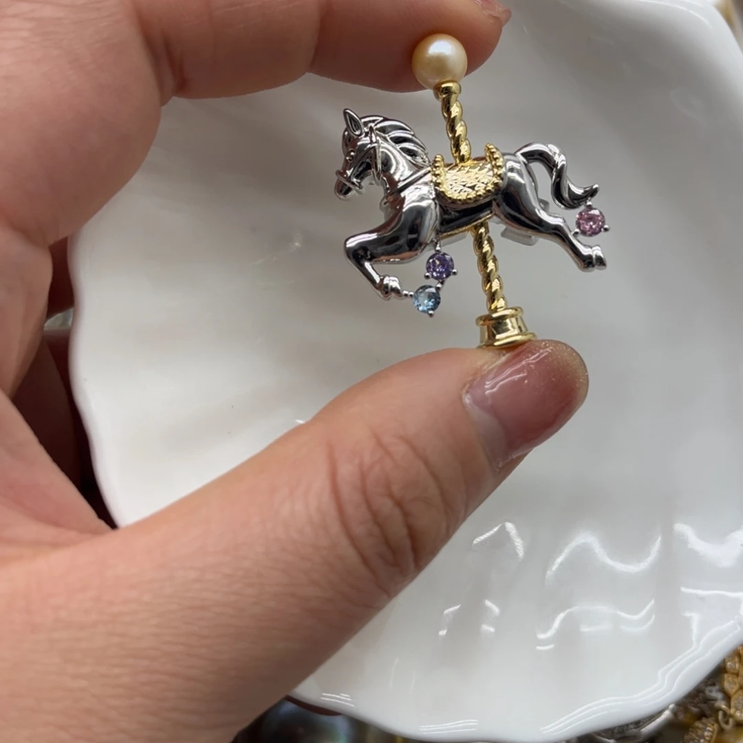 海水珍珠胸针合金