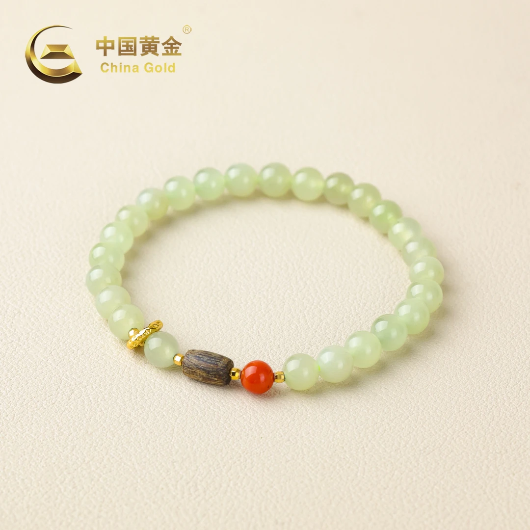 【中国黄金】和田玉*手串*S925银镶嵌-S4081-格