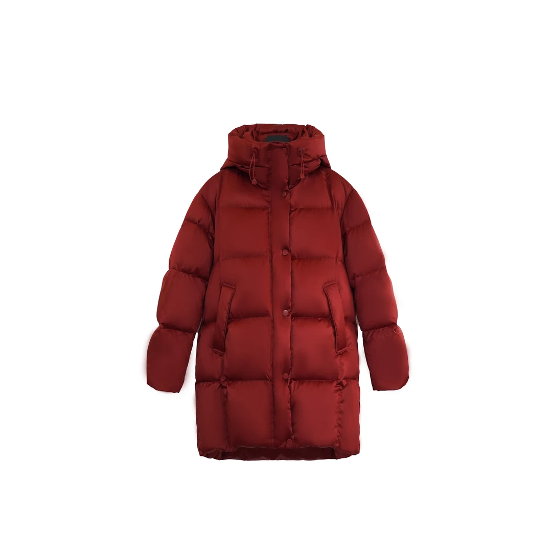 【珊珊专属】新款大朵白鹅绒连帽中长款秋冬女士羽绒服6688