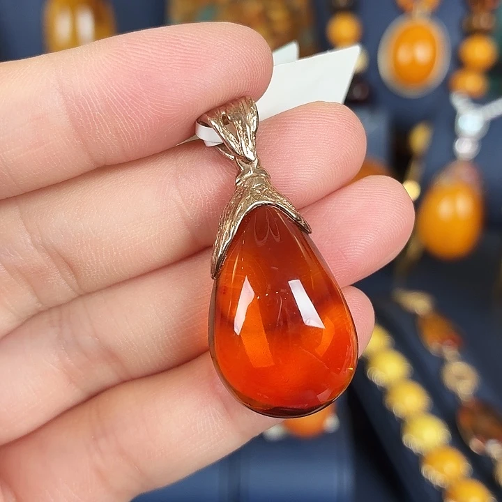 琥珀银S925镶嵌颈饰