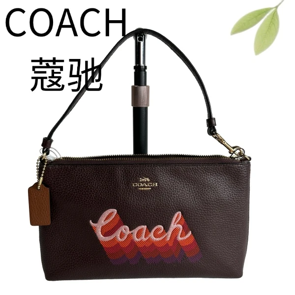 99新 COACH/蔻驰 深红麻将手拎单肩包G25905255底长23X15