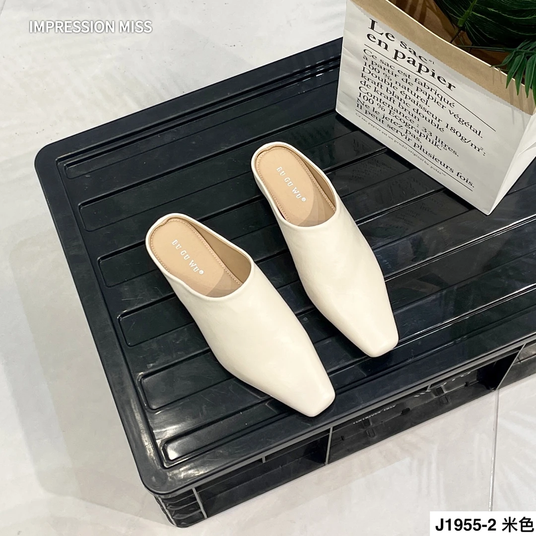 （J1955-2）时尚百搭包头半拖鞋