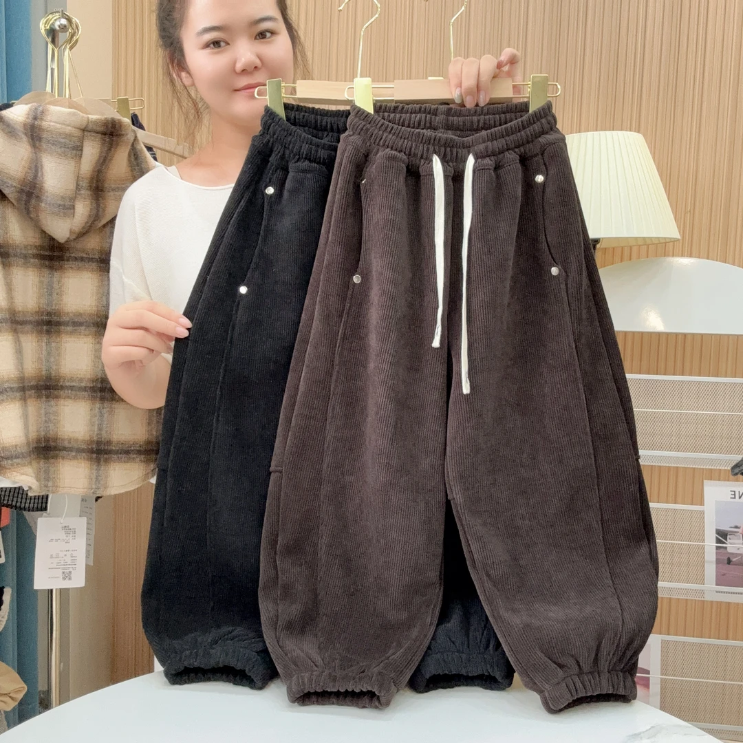 【500克加厚木棉绒】男女童加绒裤子冬季2025新款儿童加厚休闲长裤
