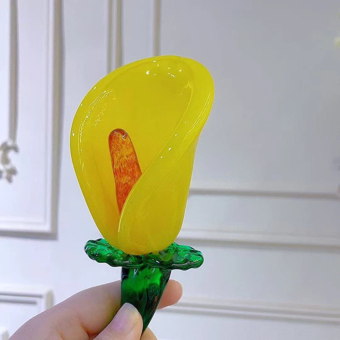 黄色郁金香花花手工琉璃摆件