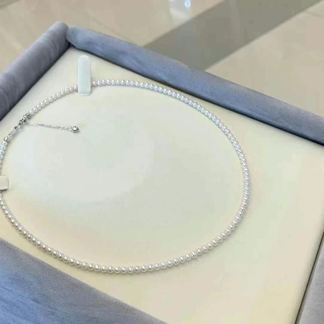叠戴baby珠 3-4mm正圆 几乎无瑕品质 天然项链珍珠水滴银饰品