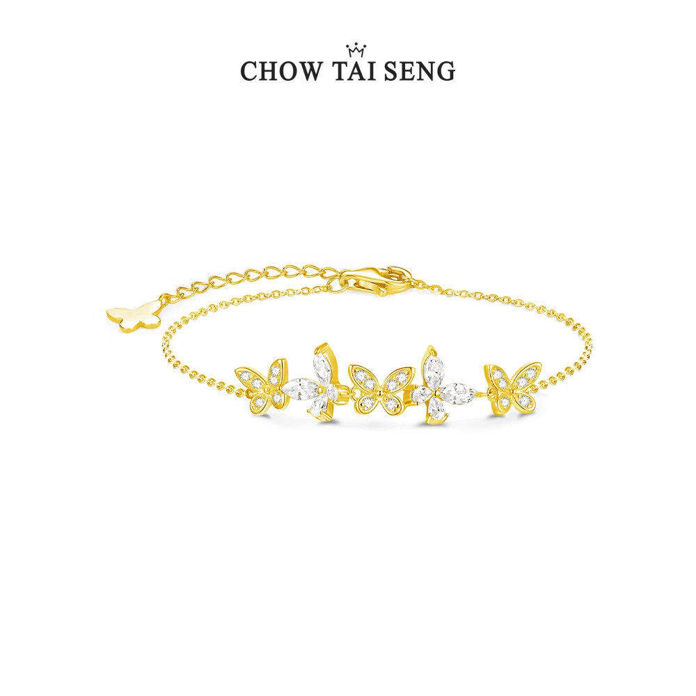 925银手链 周大生蝴蝶精灵手链闪耀甜美手饰珠宝仙女饰品