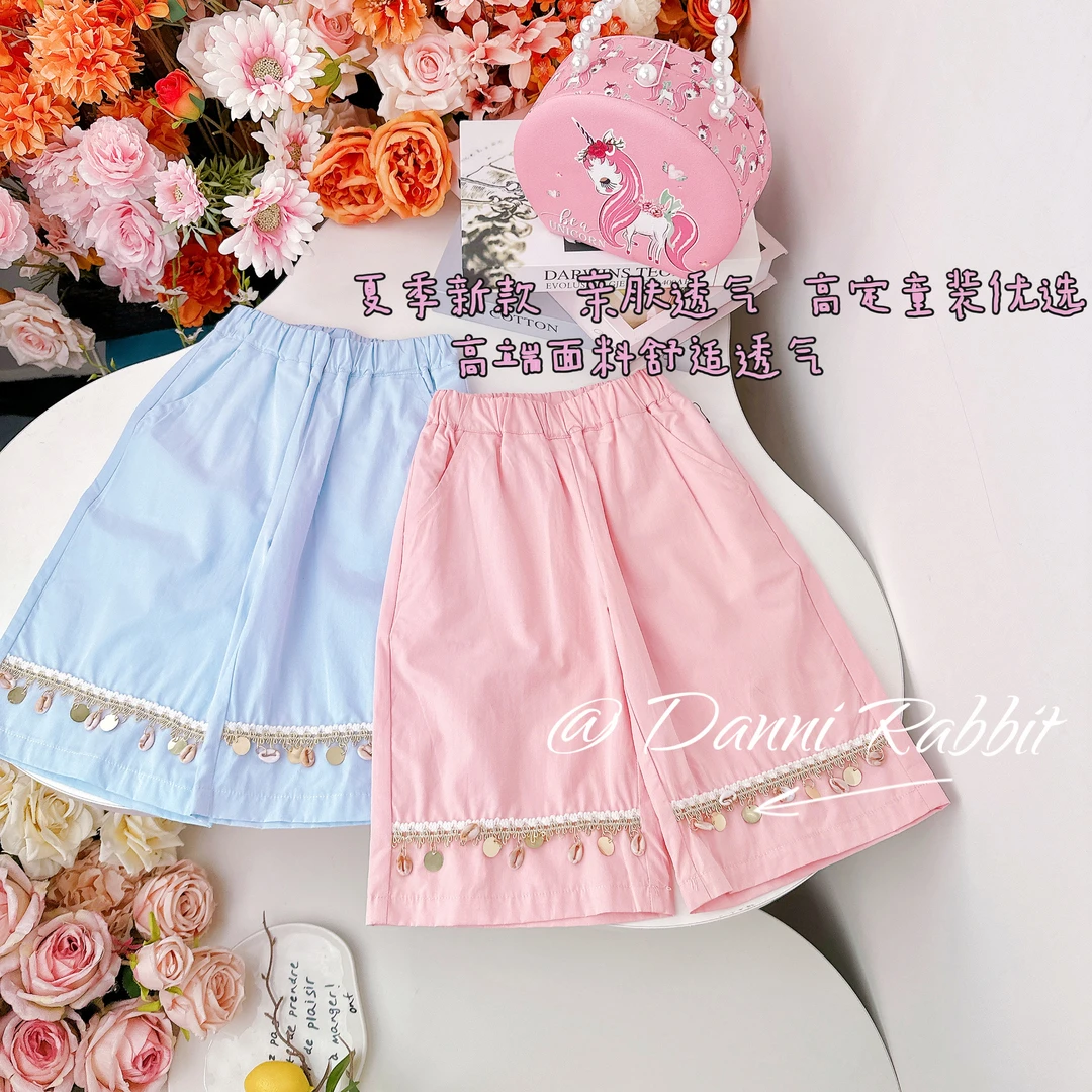 【Dannirabbit】*夏季新品百搭好穿贝壳女童直筒裤【七分裤】X-8041