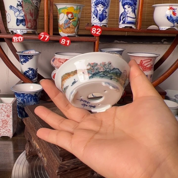 墨奈手绘陶瓷花盆