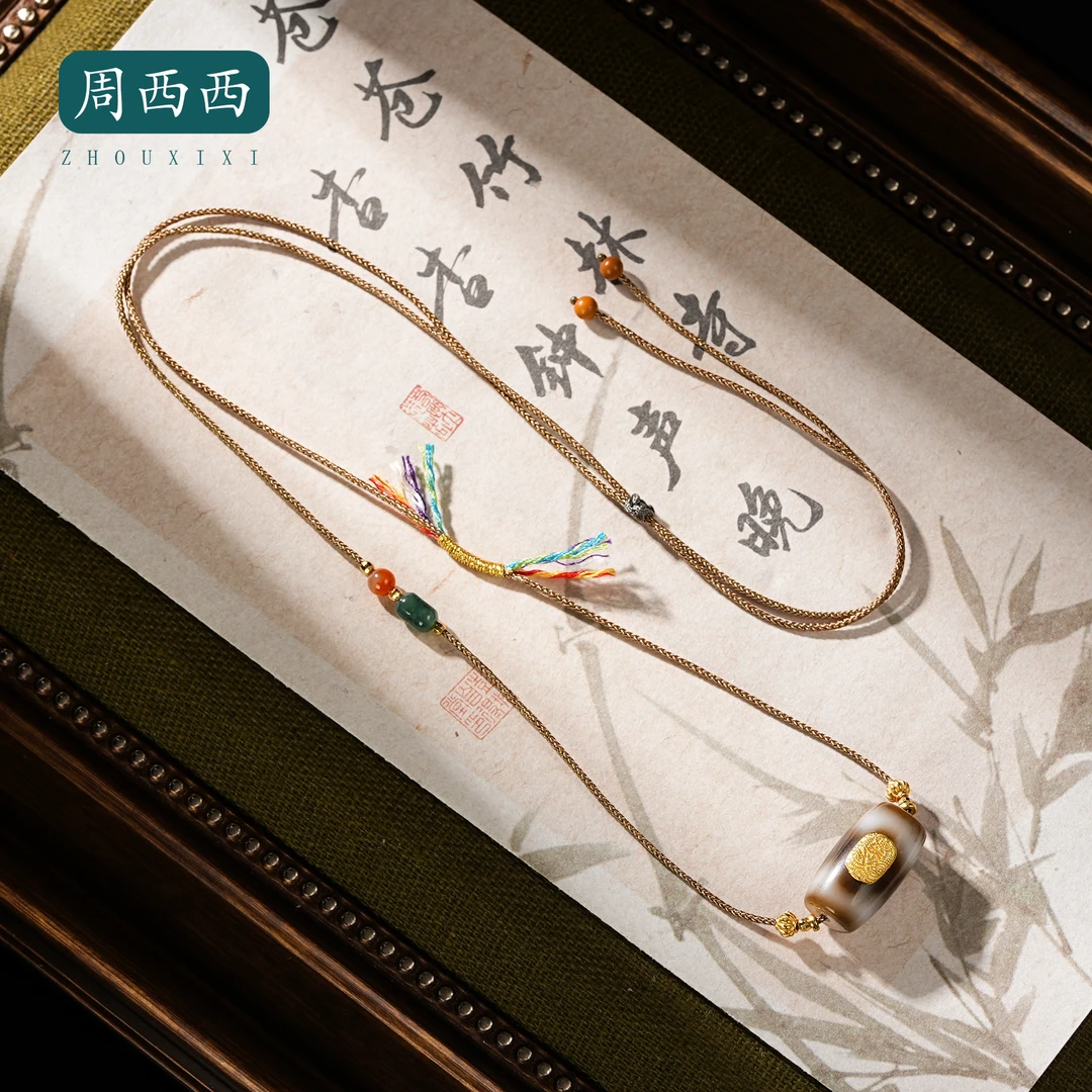 周西西精美珠宝玛瑙桶珠项链9mm经典气质轻奢百搭多样性发货18387
