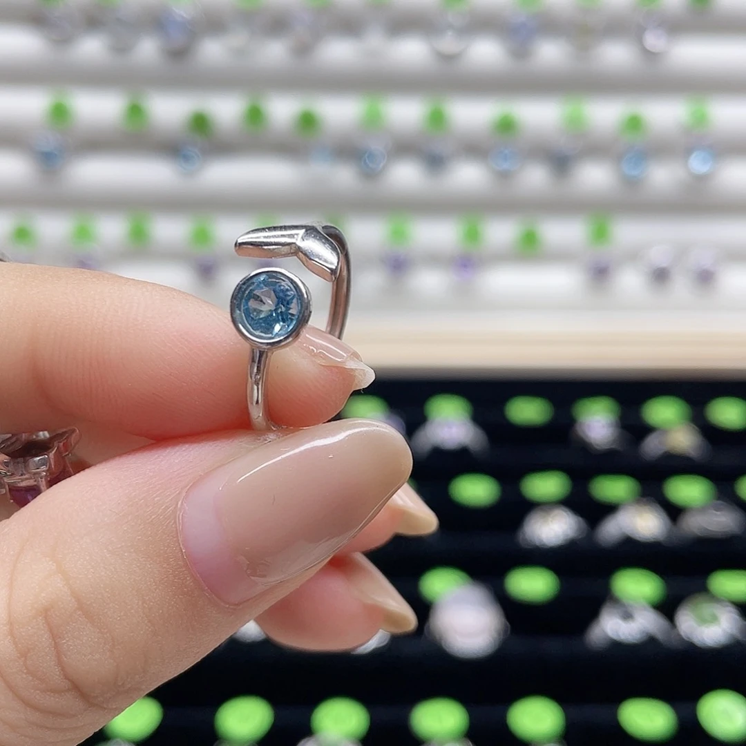 小***斧托帕石戒指银S925镶嵌