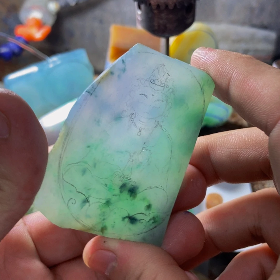 习***翡翠挂件未镶嵌料子