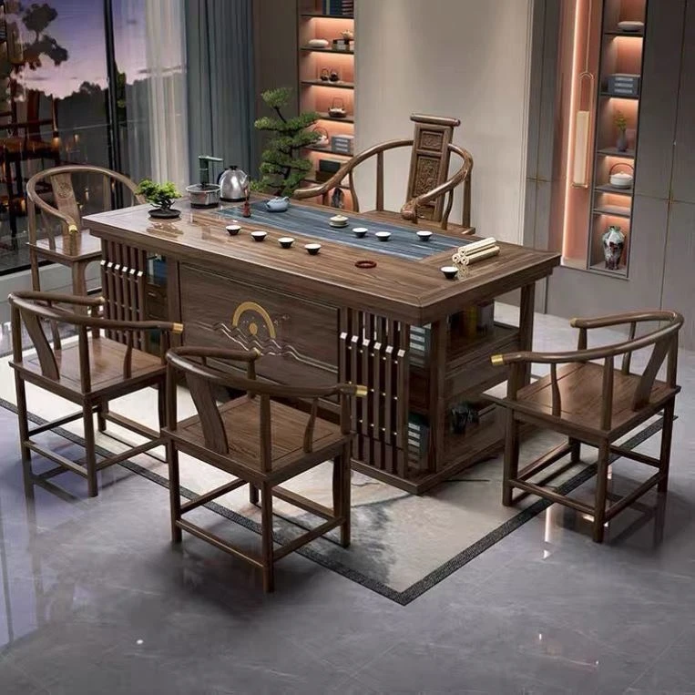 实木茶桌椅组合新中式小桌子茶台烧水壶一体嵌入阳台茶几客厅家用