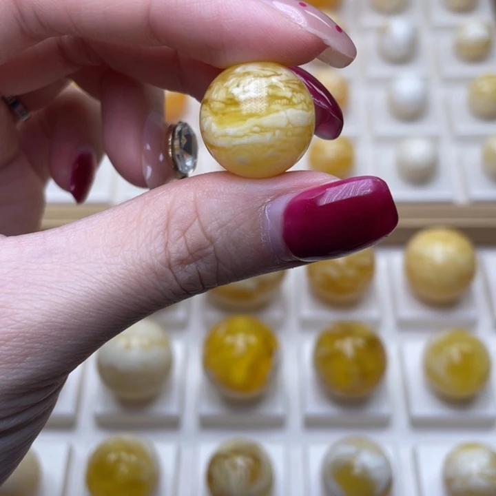 琥珀裸石未镶嵌金橘虎皮17.3