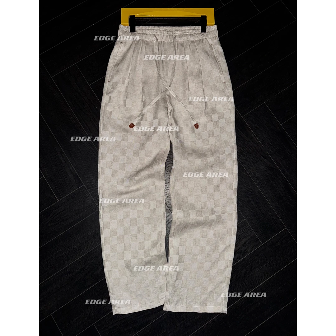 【EDGE AREA】品牌正品面料 轻奢老钱风亚麻天丝混纺棋盘格男888-36