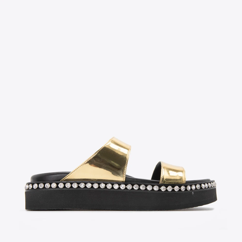 全新未使用GIUSEPPE ZANOTTI GZ牛皮亮面镶钻女士拖鞋E100093/002