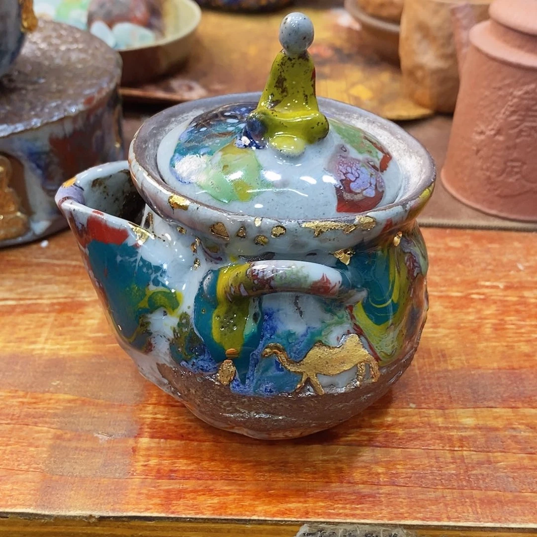 粗陶志野柴烧茶器