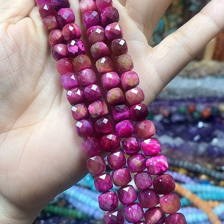 未镶嵌玛瑙/玉髓珠宝半成品虎眼切面方糖卡7.5mm