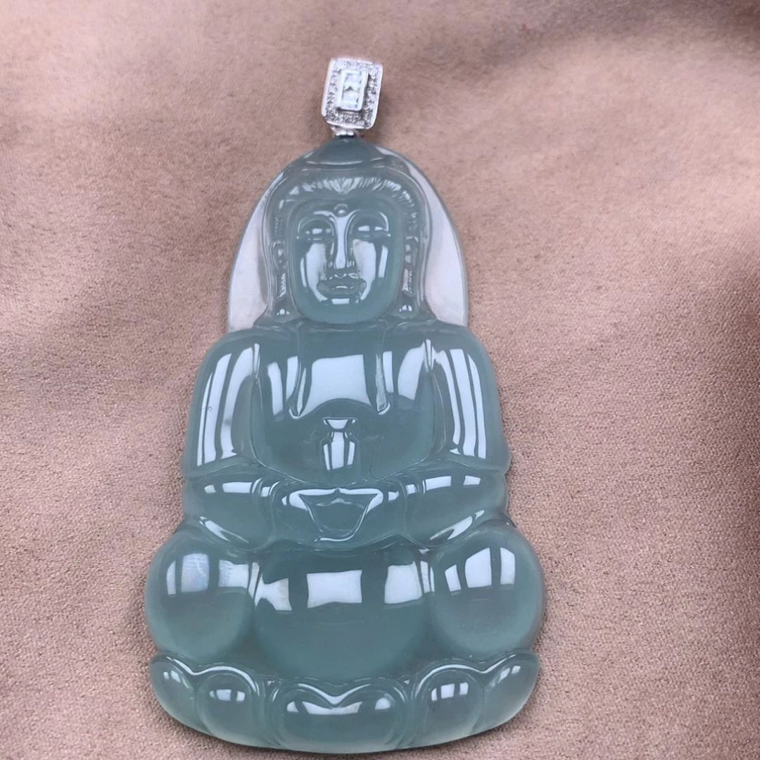 翡翠18K金镶嵌颈饰缅甸翡翠A货