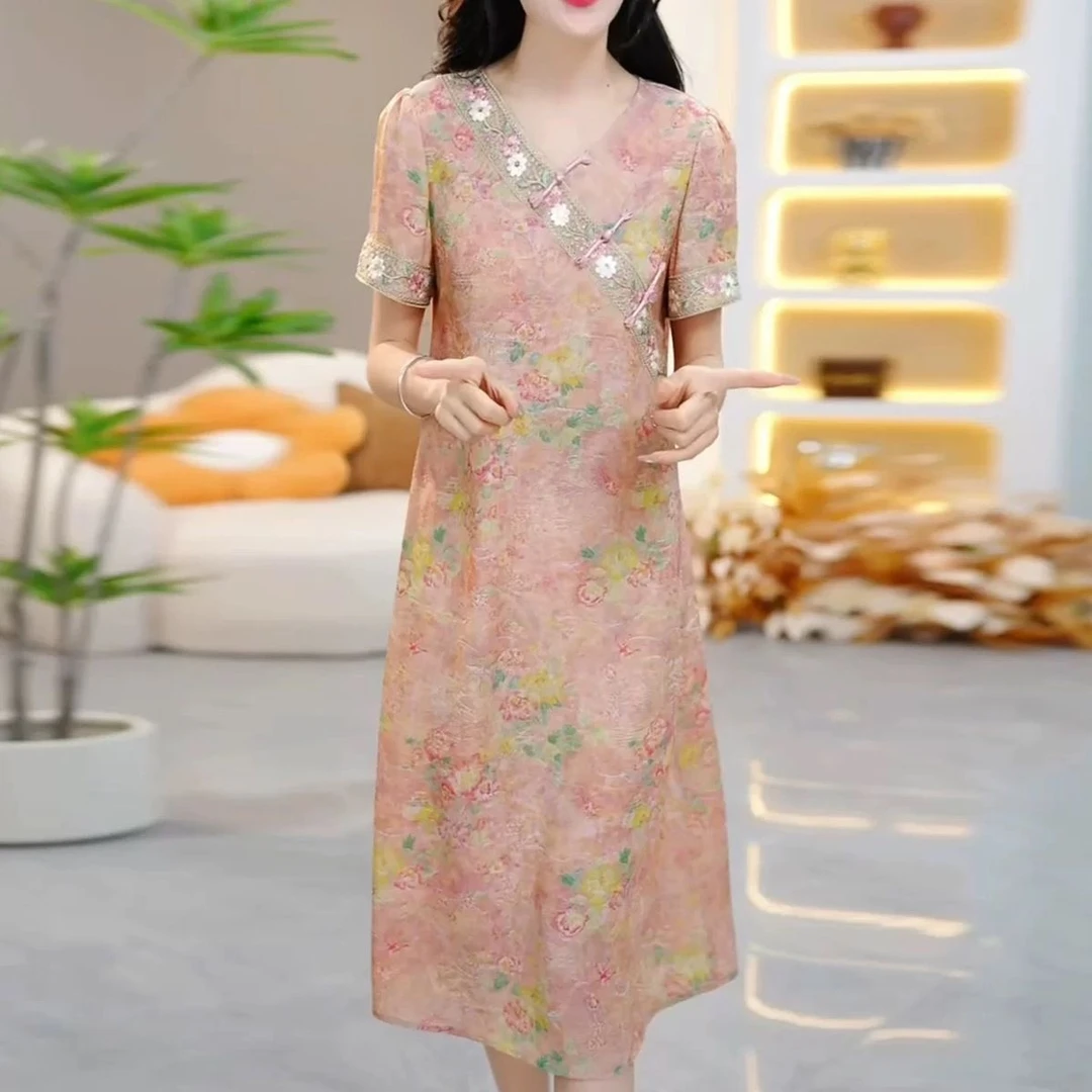 2025年夏季新款时尚优雅减龄连衣裙显瘦气质