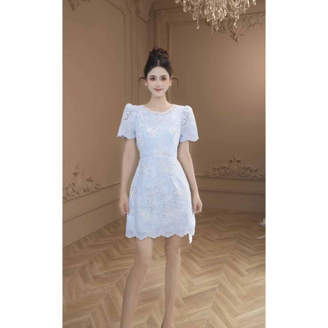 【设计师定制】新款夏季小众气质优雅法式少女A字裙连衣裙21840