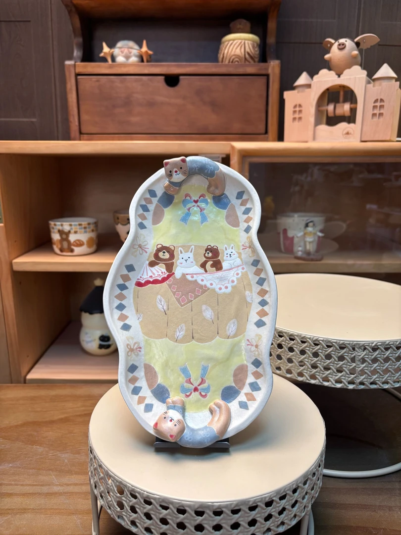 a261高颜值猫咪花边盘