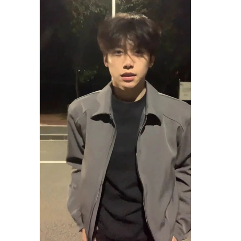 灰色cleanfit短款西装外套男款高级感翻领棒球服美式垫肩行政夹克