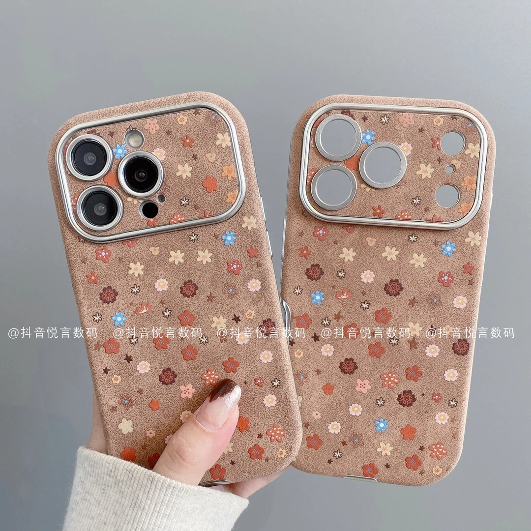 贴皮大视窗适用iphone17promax苹果16手机壳15/14/13/12美拉德花