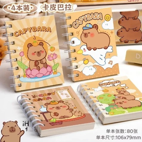 A7侧翻卡通线圈本小学生卡皮巴拉笔记本口袋记事本可爱便携日记本