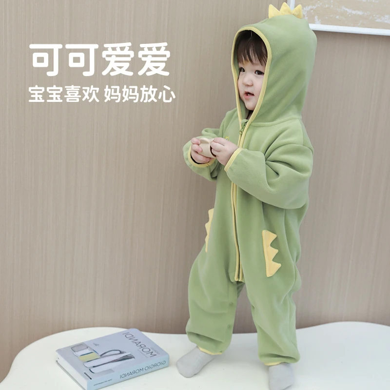 恐龙婴儿连体衣外出造型服男女宝宝衣服春秋奥粒绒家居哈衣超洋气