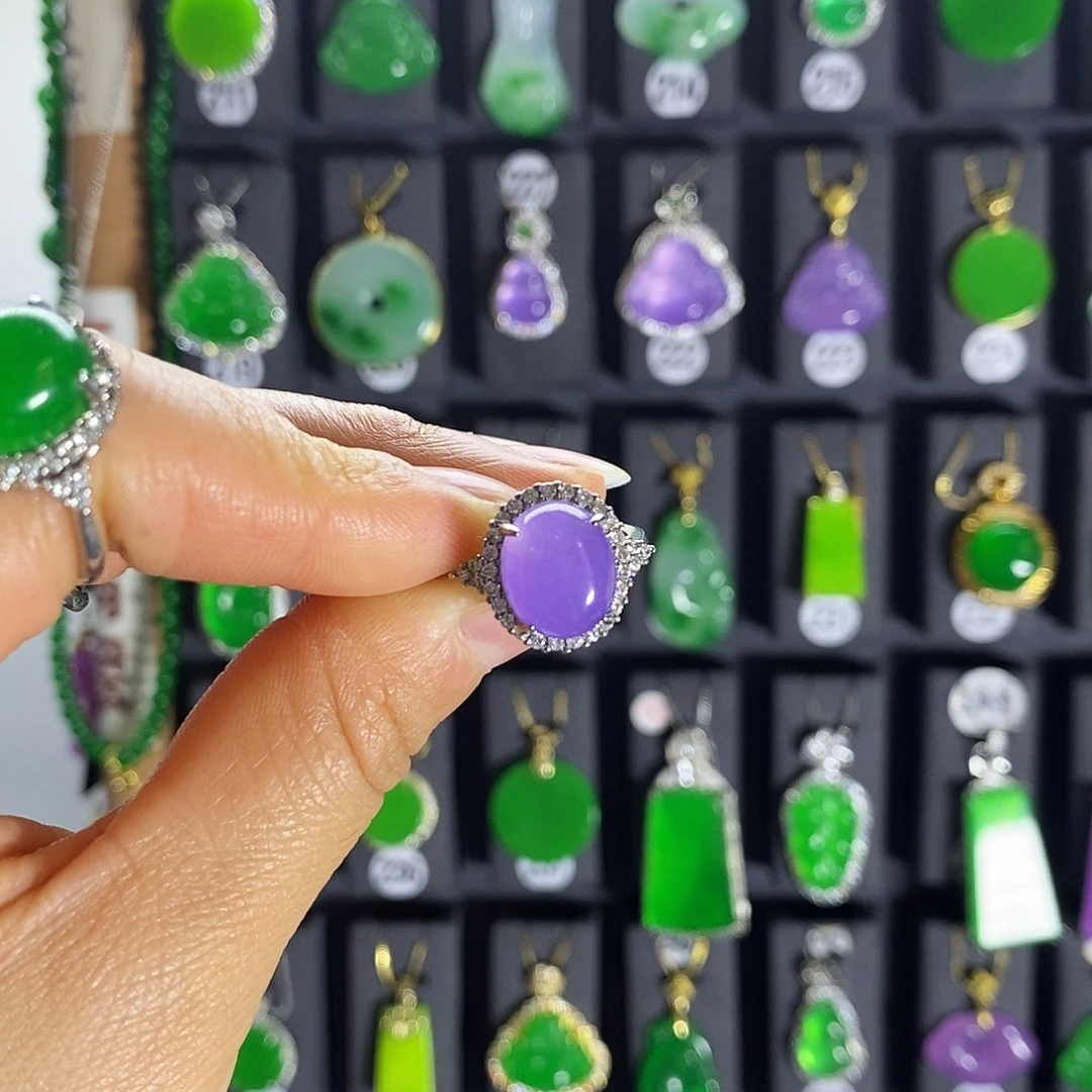 银S925镶嵌翡翠耳饰看