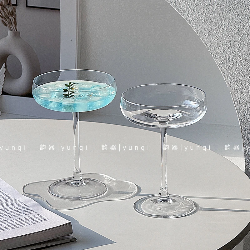韵器ins加厚圆肚高脚杯高颜值凹底高脚杯饮料甜品香槟鸡尾酒杯