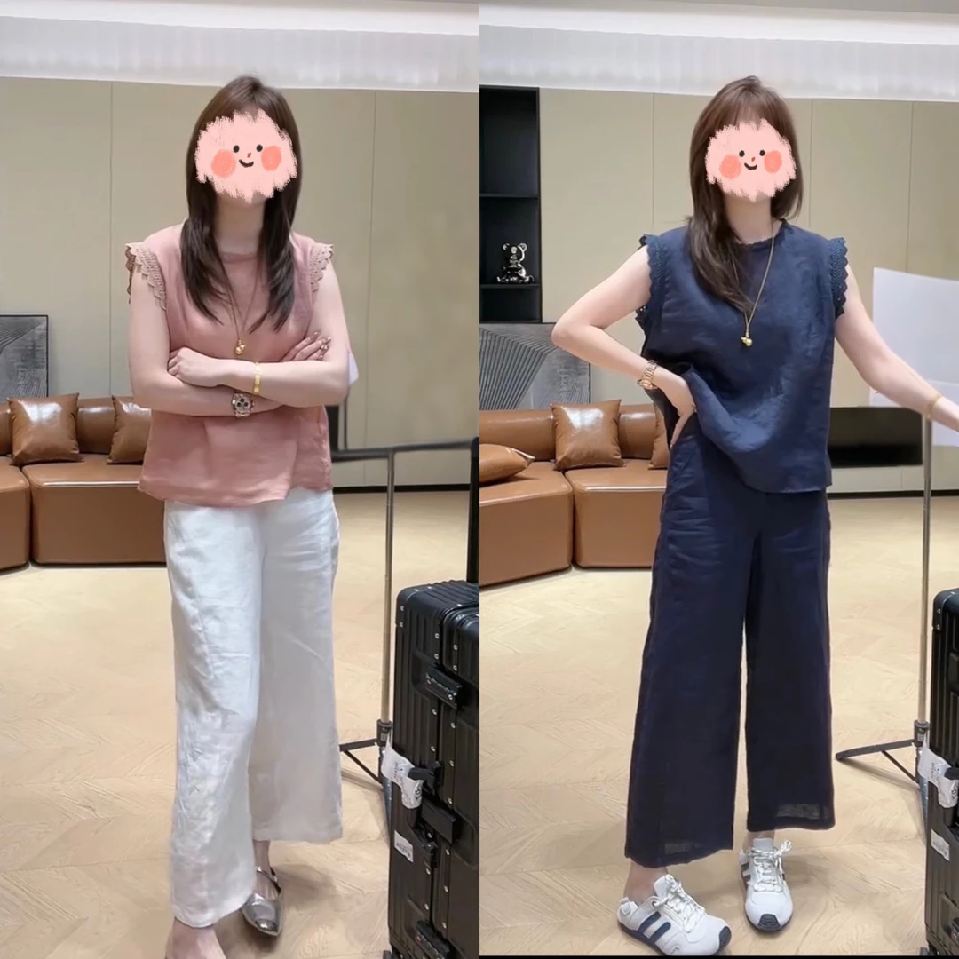 夏季新款韩版洋气时尚气质短袖上衣搭配休闲裤女装