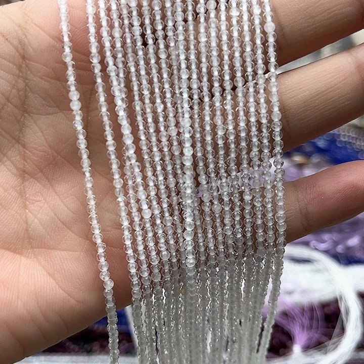 未镶嵌玛瑙/玉髓珠宝半成品一条2mm左右白水晶刻面